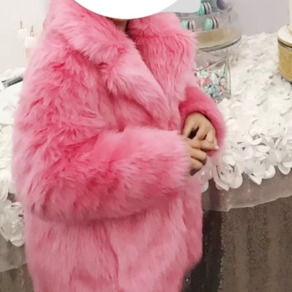 JCrew Girls Faux Fur Coat Soft Peony Pink 10 Year…